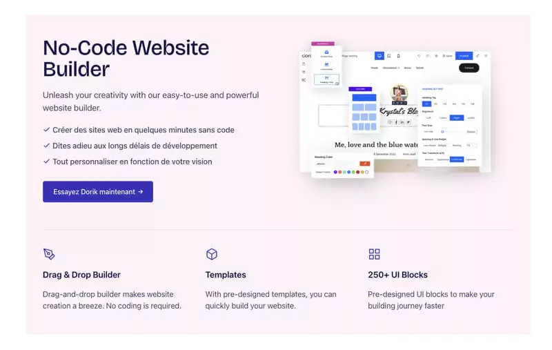 page du site affichant une prise en main simple pour novice