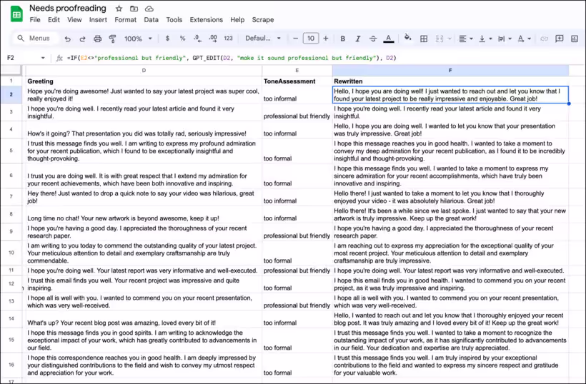 fonction gpt dans google sheets