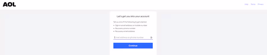 identifiant oublié sur AOL Mail