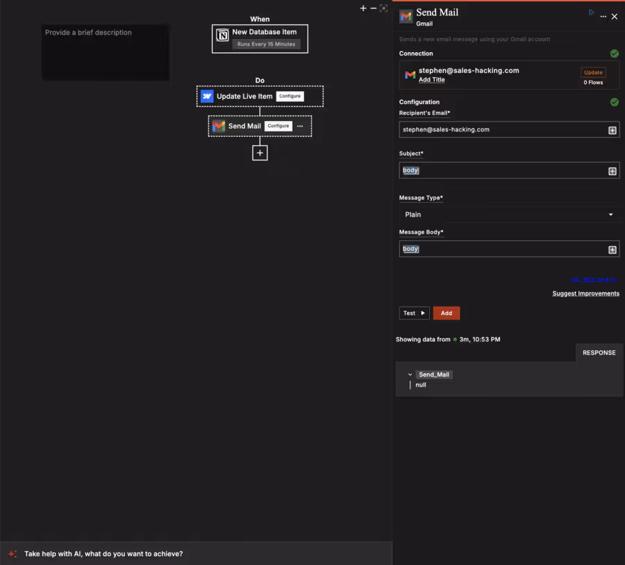 création du workflow complet
