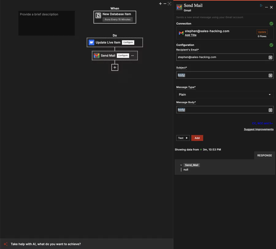 création du workflow complet