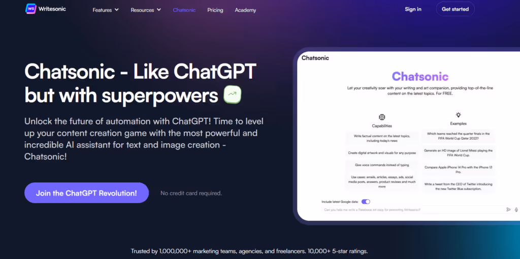 chatsonic chatsonic site web