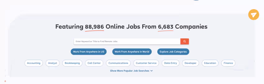 Barre de recherche du site internet de Flexjob