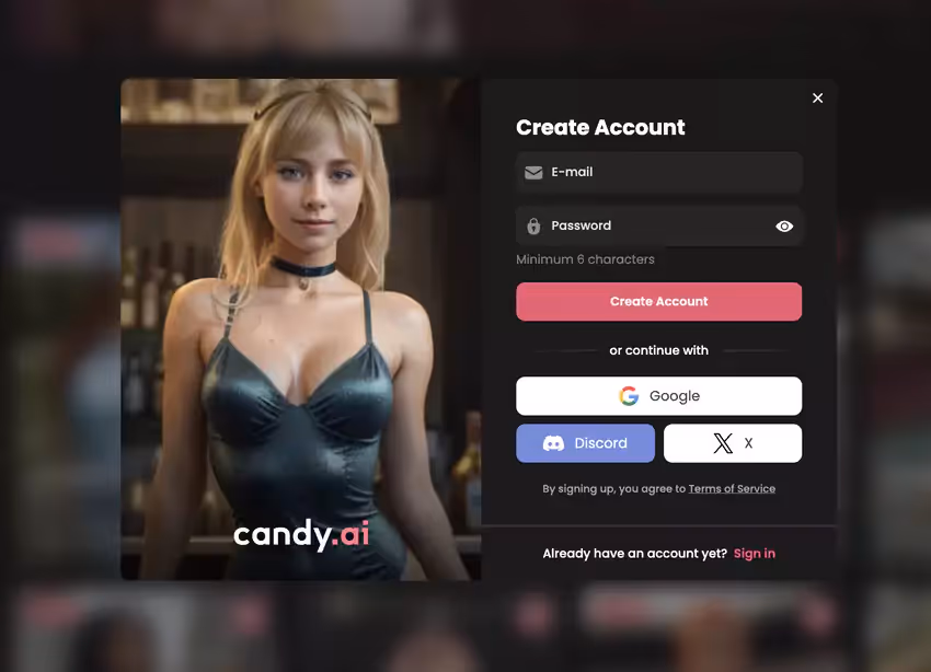 Création de votre compte Candy AI