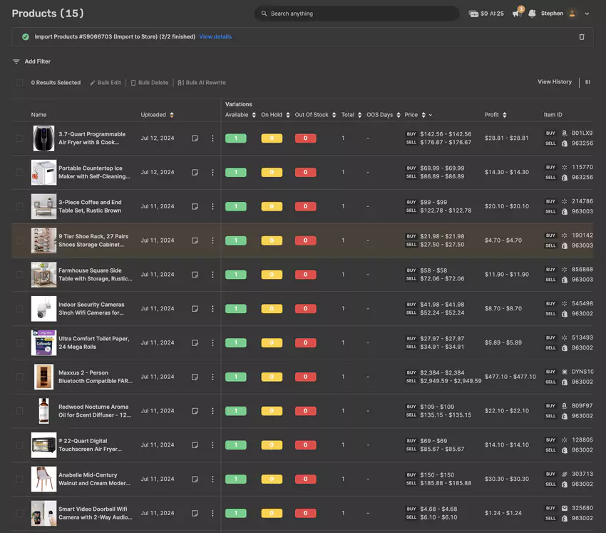 service de stock monitoring avec autods