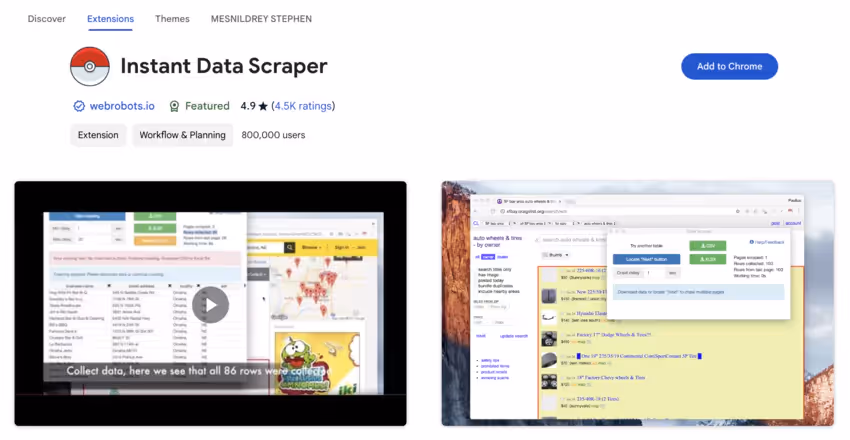 extraire des données avec cet outil pour les growth hackers sur le chrome web store