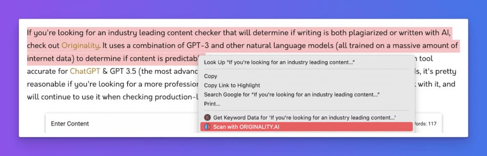 content detection tool scan AI generated content