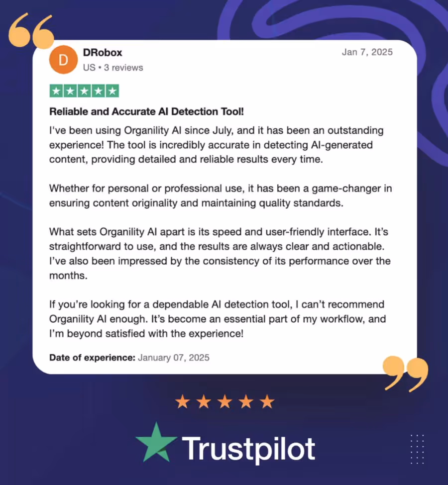 notes trustpilot  d'Originality.AI,