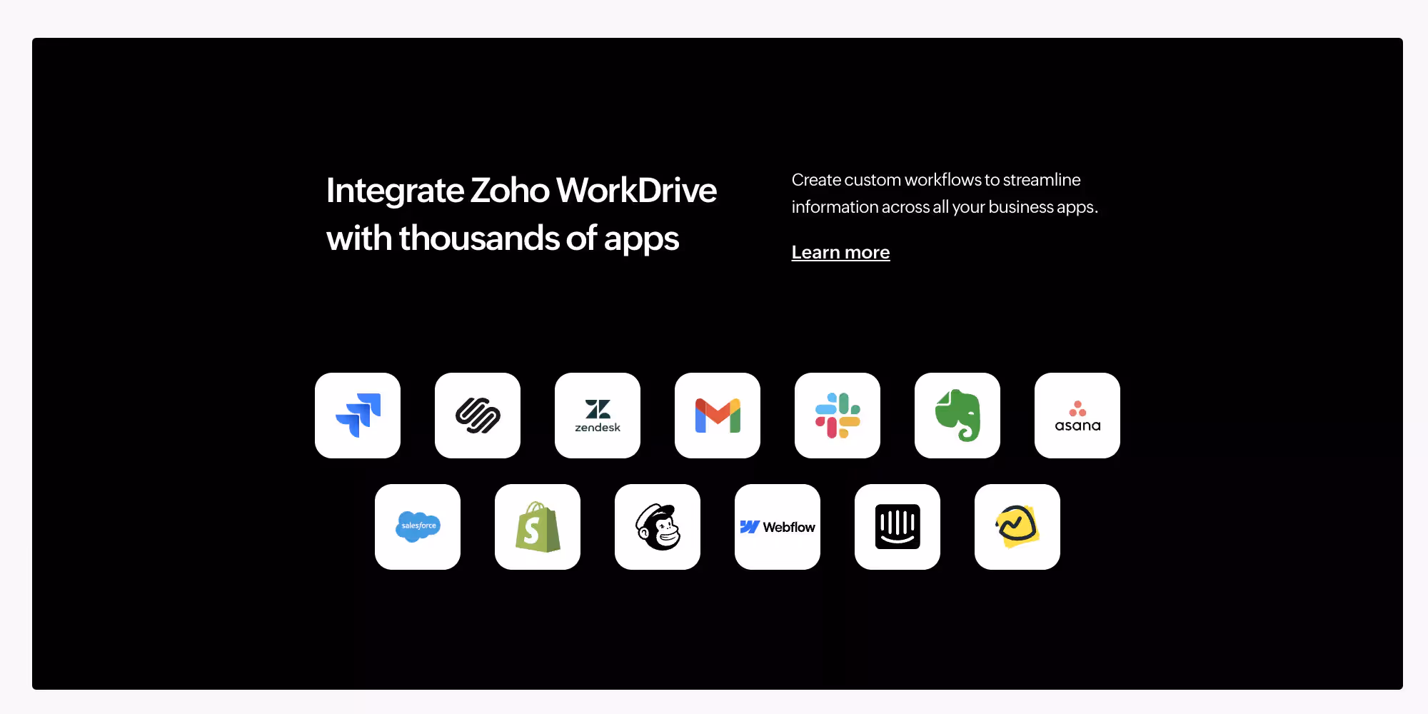 Intégrations de zoho workdrive