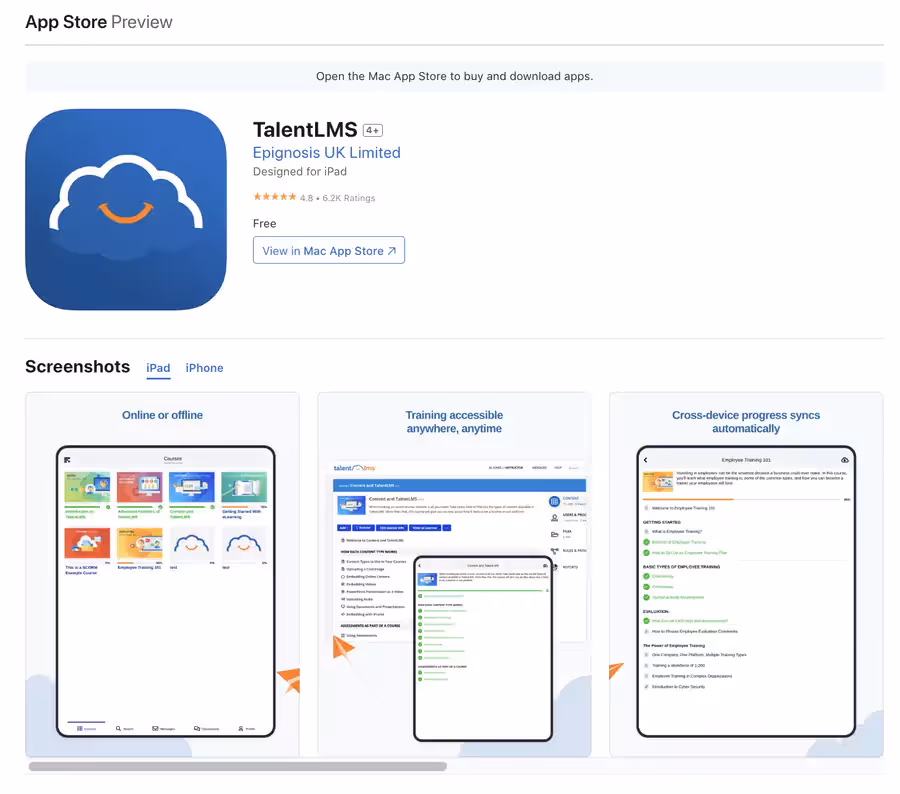 Application mobile de TalentLMS