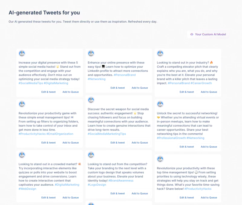 calendrier éditorial tweet hunter