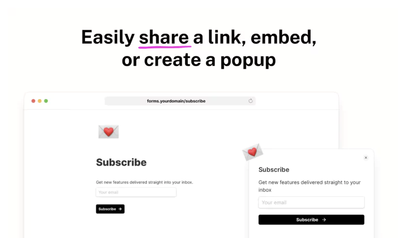 création de pop ups pour améliorer les clics et inscription à chaque page web avec tally