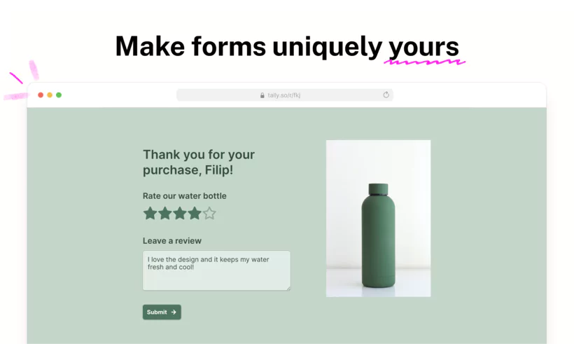 Personnalisation du design de tally
