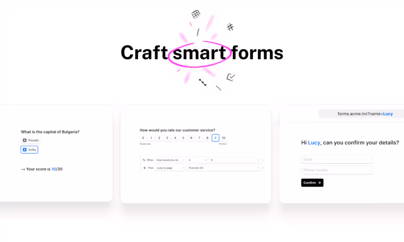  Interface de création de formulaires Tally.so