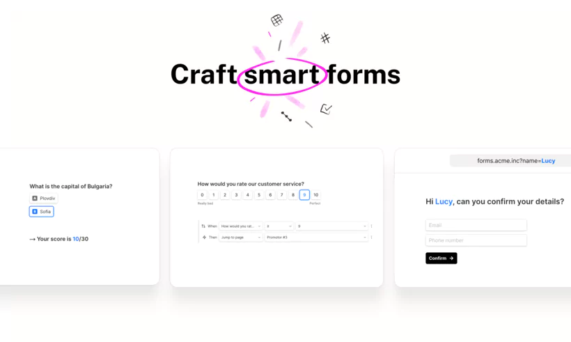  Interface de création de formulaires Tally.so