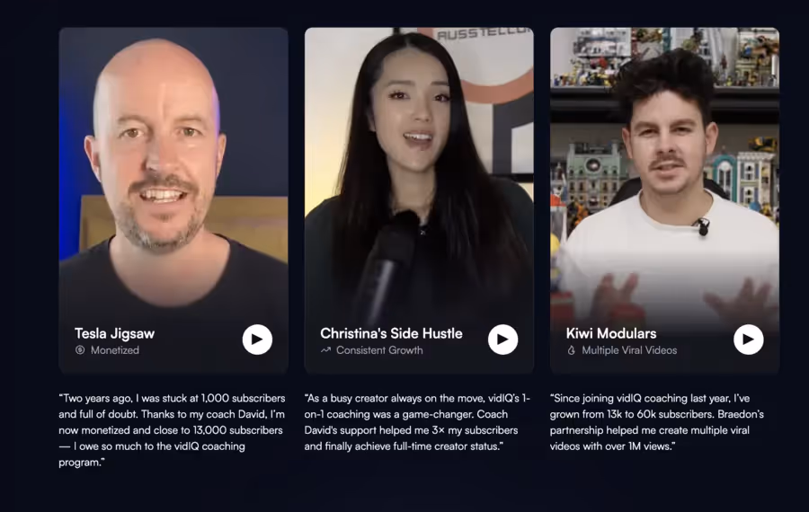 expérience et propos de plusieurs types d'influenceurs qui utilisent vidiq