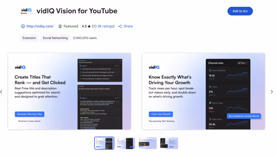 Extension chrome de vidiq pour le marketing