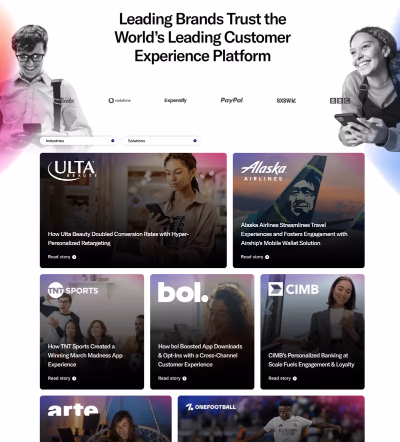 Entreprises clients par section de AirShip