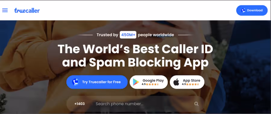 Affiachage de truecaller 