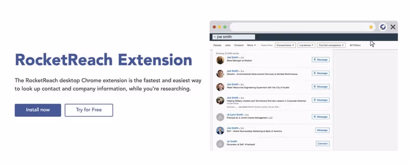 Avis sur RocketReach extension email