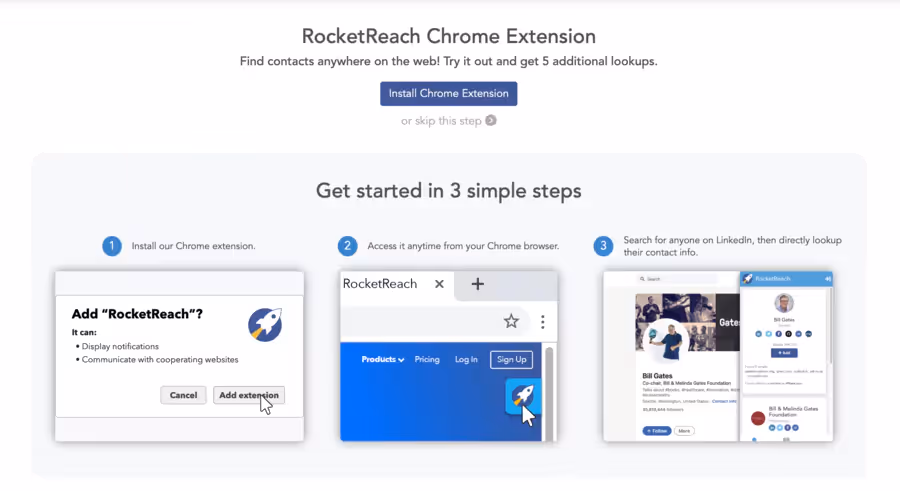 Recherche de leads sur LinkedIn avec RocketReach