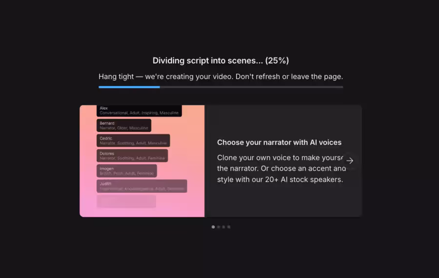  création de scènes avec Descript