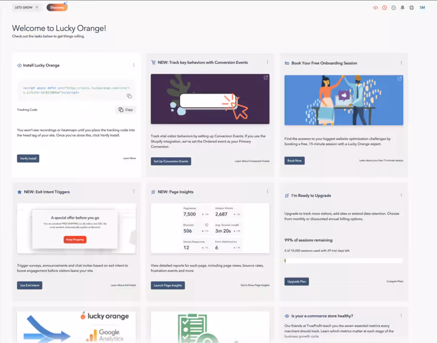 cas d'installation de Lucky Orange