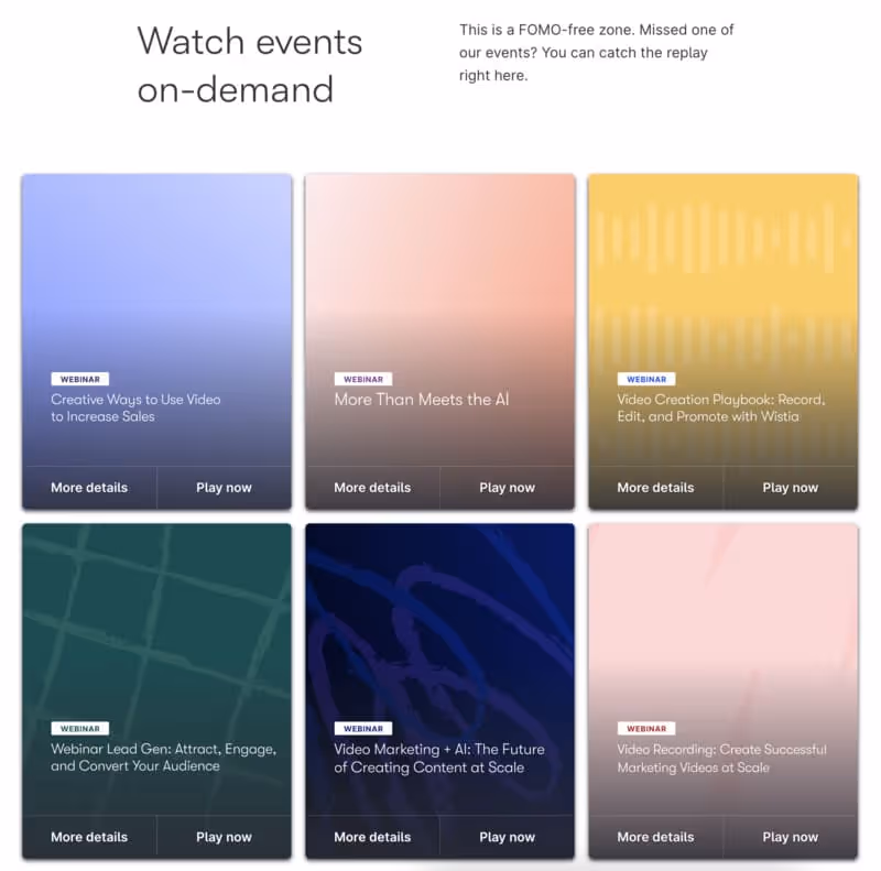 évènement vidéo wistia