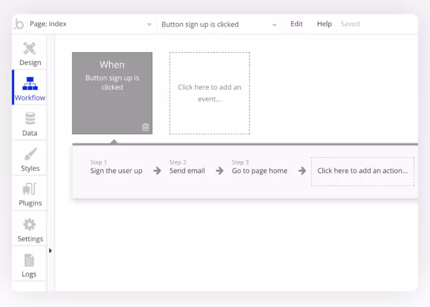 outil avec workflow personnalisé et simple pour tout le monde de Bubble