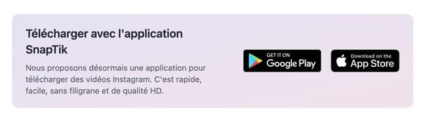 Capture d'écran de l'application SnapTik pour iOs et Android