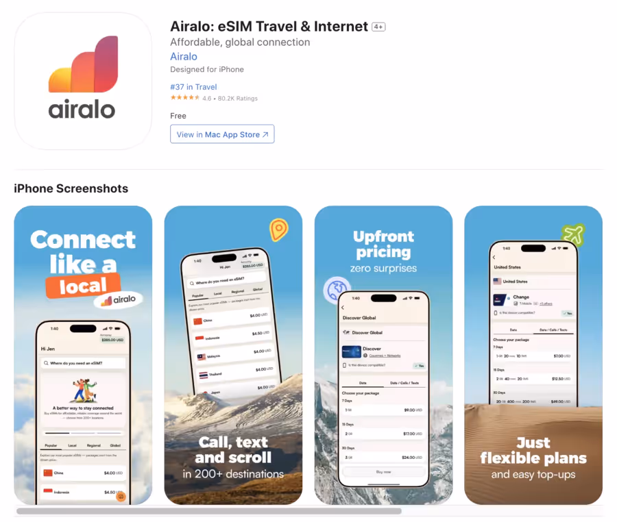 Airalo sur App Store