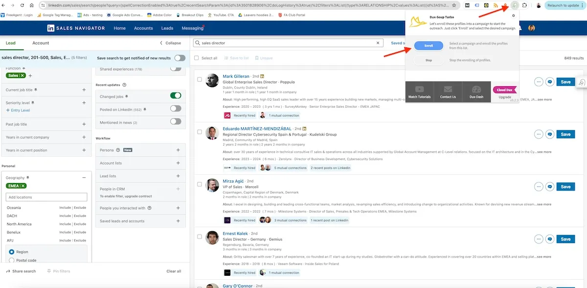Dux-Soup and LinkedIn Sales Navigator integration