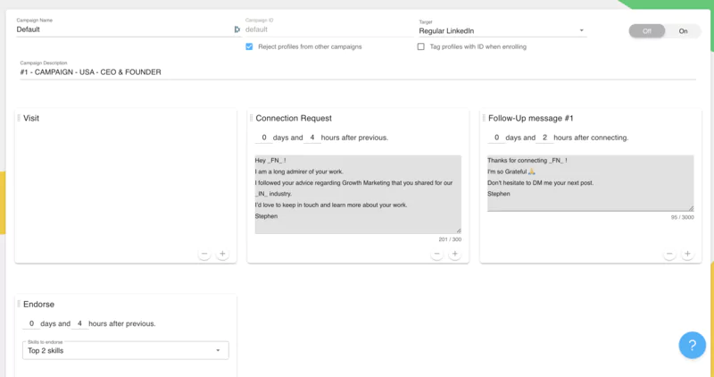 Créez votre Première Campagne d'Automatisation dux soup