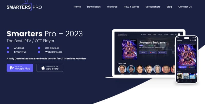 page d'accueil de IPTV SMarters PRO