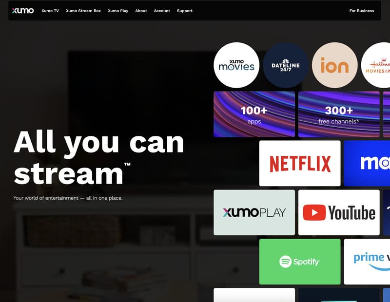 page d'accueil de XUMO