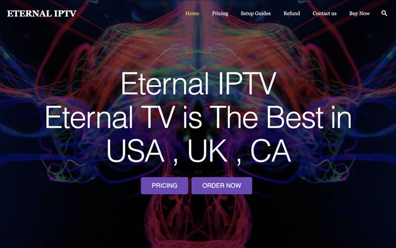 page d'accueil de Eternal IPTV