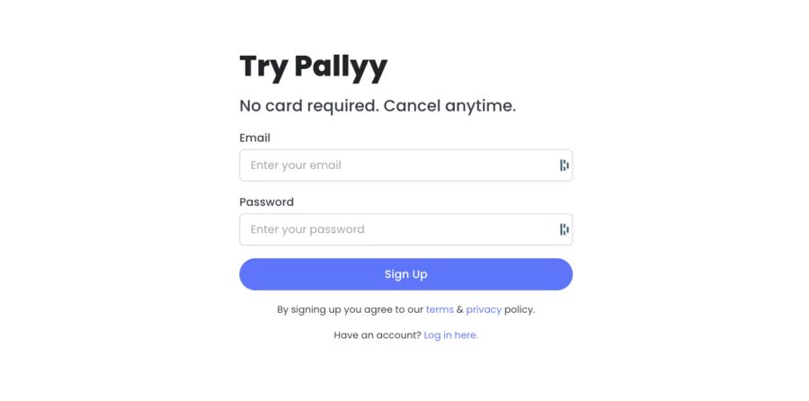 Pallyy signup
