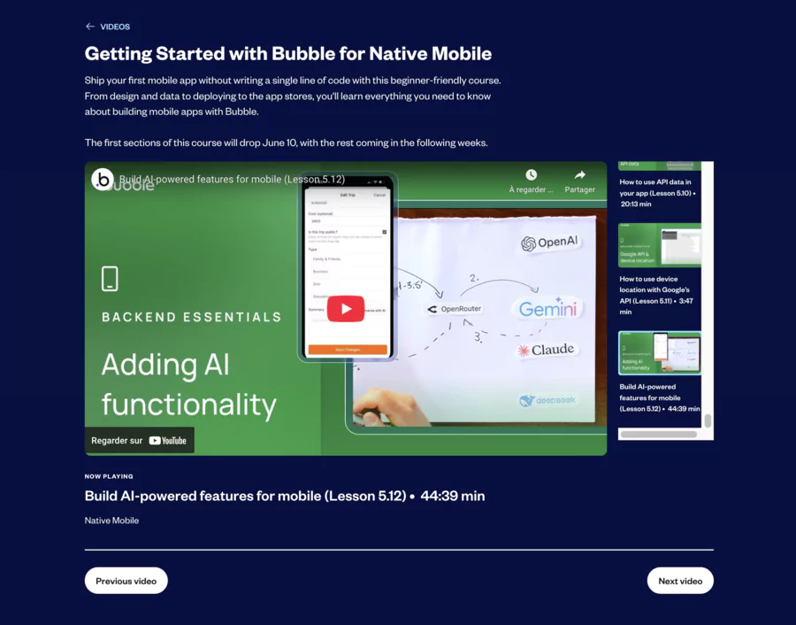 Video courses on Bubble Academy