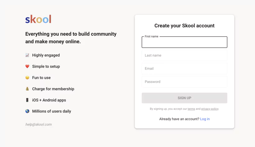 Skool registration free trial