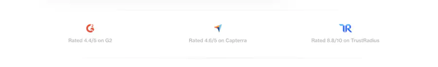 Trustradius, G2 and Capterra ratings on Ortto