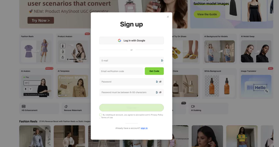 Sign Up for Pic Copilot