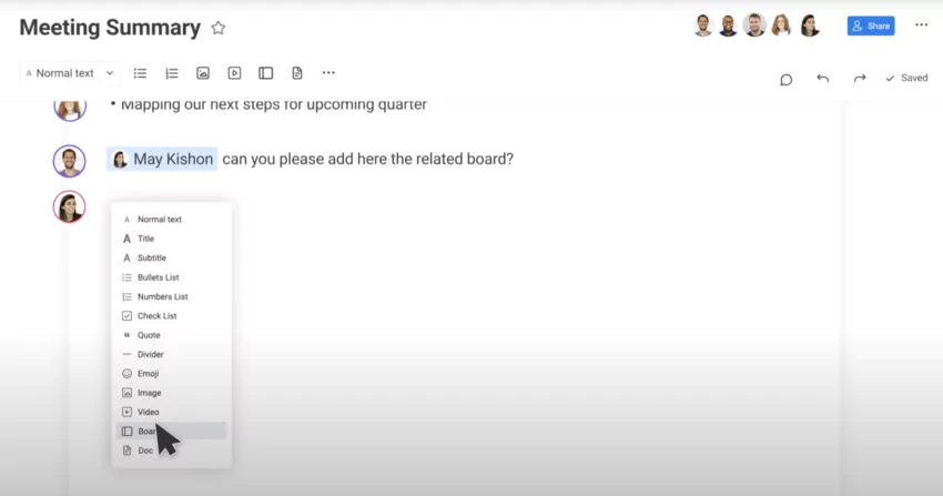 Collaboration sur monday workdows