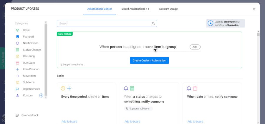 fiches d'évaluation et  automatisations monday