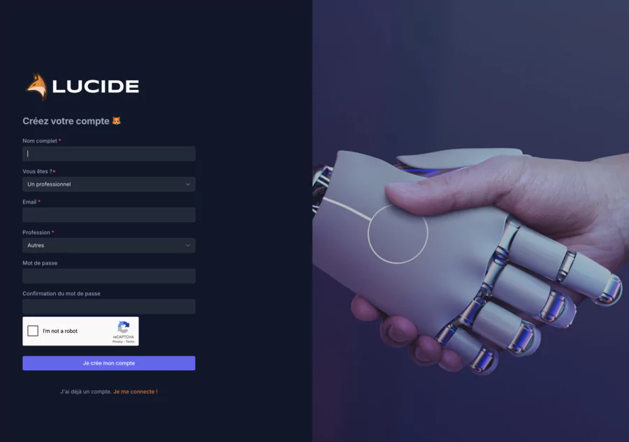 Lucide AI registration page