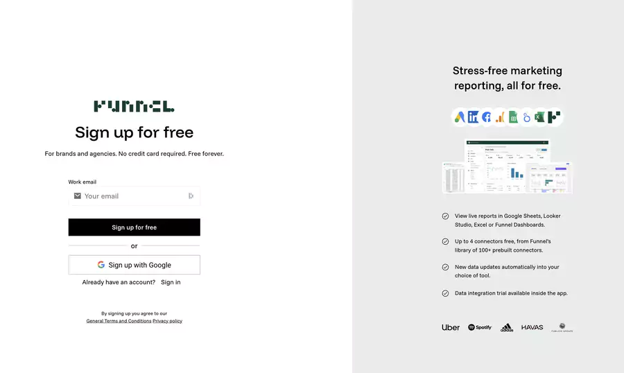 signing up to funnel IO