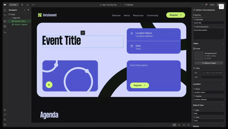 Interface de webflow