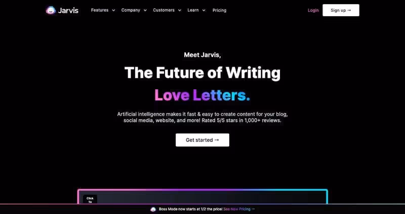 site de Jarvis AI créé avec webdesigner de webflow