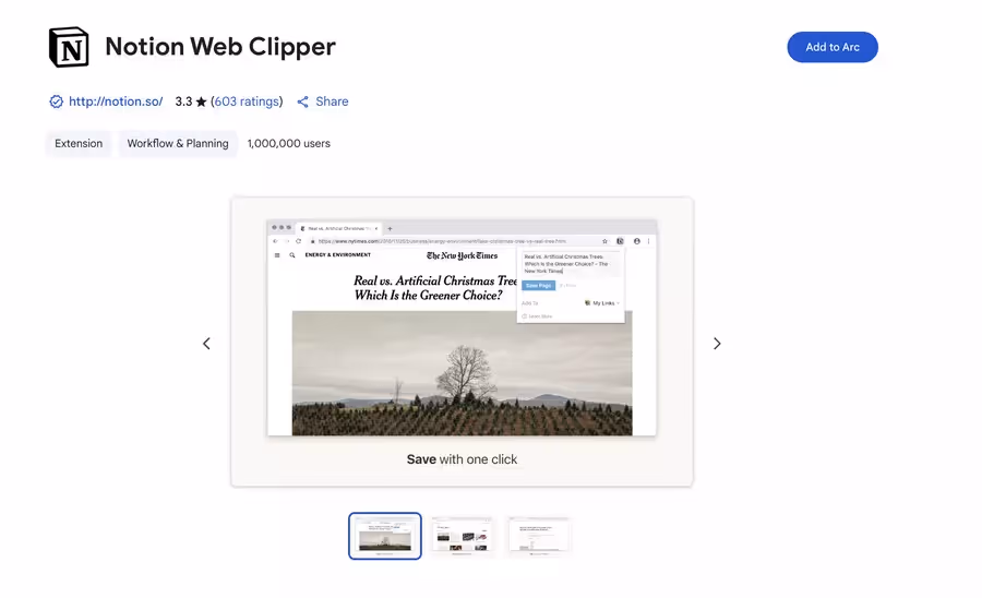 Extension de notion web clipper