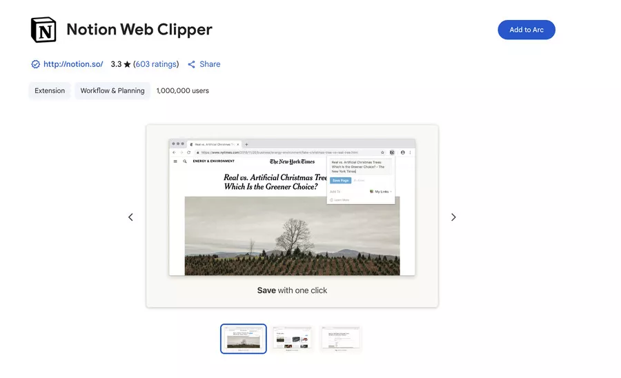 Extension de notion web clipper