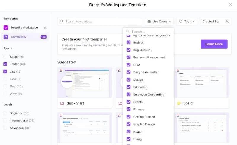 ClickUp gestion des tâches 